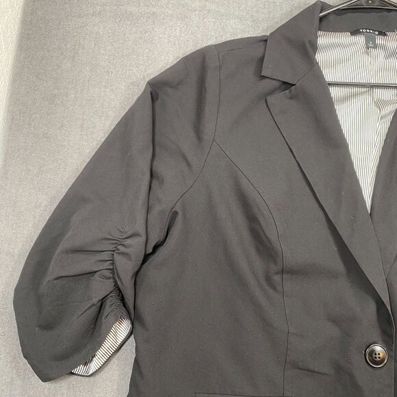 Torrid Womens Black Blazer Jacket W/ Ruched Sleeves Size 3 (3XL) Polyester Blend - Picture 9 of 12